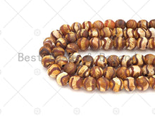 Load image into Gallery viewer, Natural Tibetan Brown Agate with Double Wavy Line Beads,8mm/10mm/12mm Agate Beads, Tibetan Round Smooth Agate,15.5" Full Strand, Sku#U1104