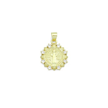 Load image into Gallery viewer, CZ Gold Saint Flower Coin Charm Pendant, Sku#LK1184