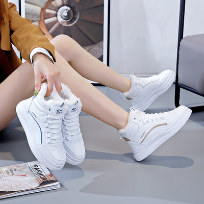 Women's Fleece-Lined High-Top Sneakers | Insulated Casual Winter Shoes