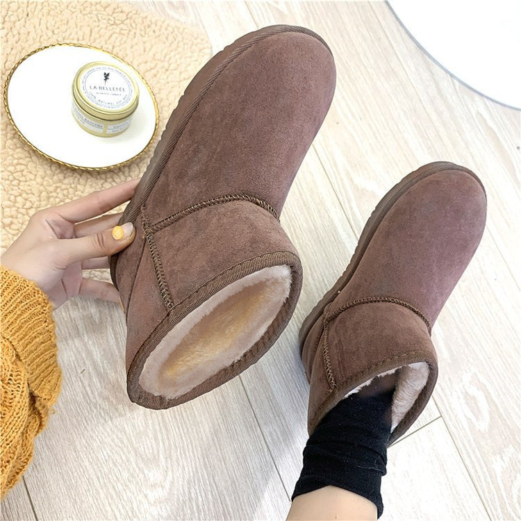 Women's Faux Fur Snow Boots | Suede Flat Heel Winter Ankle Boots