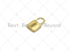 Load image into Gallery viewer, 18K Shiny Gold Padlock Key Pendant, Gold Lock Charm, Padlock Necklace Bracelet Charm, 11x18mm, Sku#LK07