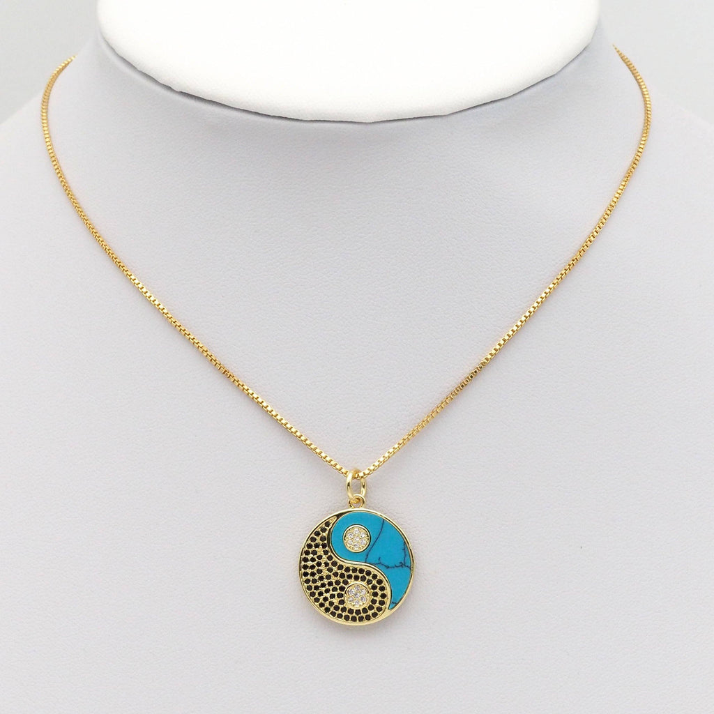 Gemstone CZ Pave Taiji Yinyang Charm, Sku#LX259