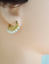Load image into Gallery viewer, Gold Filled Dangle White Pearl Hoop Earrings, Sku#LD376