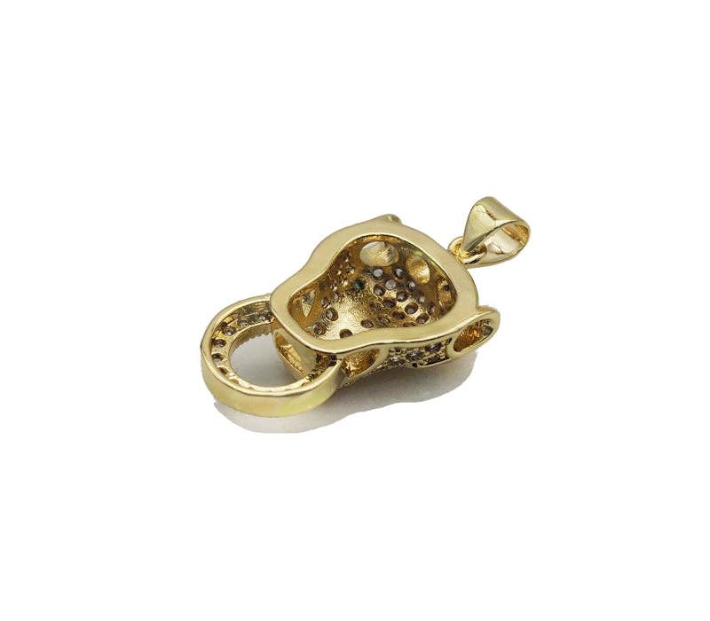 CZ Gold Leopard Head Charm, Sku#LX133