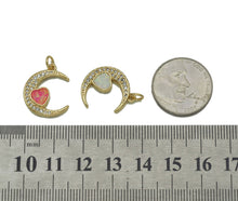Load image into Gallery viewer, Opal Heart On Cresent Moon Charm, Sku#F1504