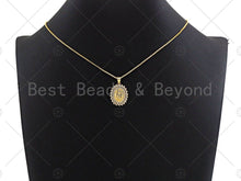 Load image into Gallery viewer, 18K Gold Virgin Mary On Oval Emblem Shape Pendant, Oval Char