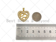 Load image into Gallery viewer, CZ Micro Pave Snake On Heart Shape Pendant/Charm,Cubic Zirconia Gold Charm, Necklace Bracelet Charm Pendant,21x21mm, Sku#LD32