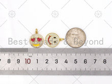 Load image into Gallery viewer, Gold Filled CZ Pave Enamel Popular Emojis Face Charm, EMOJIS, Emoji Charm,18K Gold Filled Enamel Charm,Enamel Jewelry,15x18mm,sku#L599