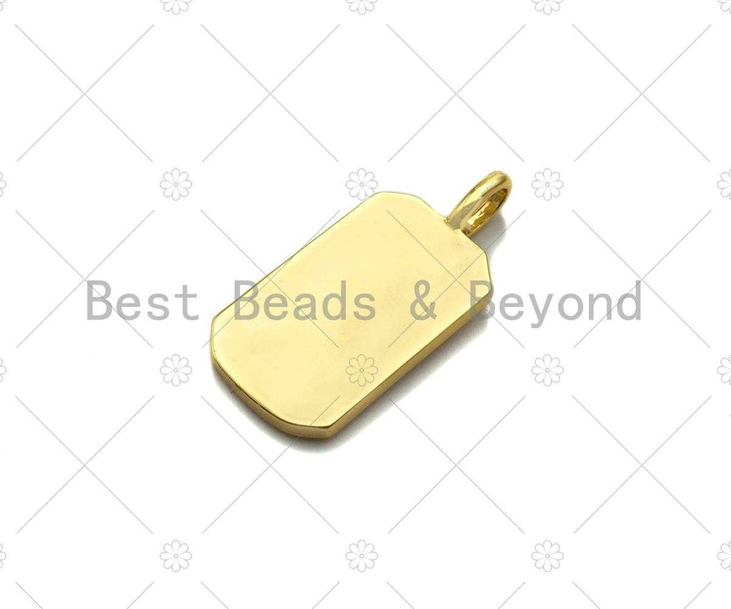 18K Gold Evil Eye Moon On Rectangle Shape Pendant, Gold Medallion Charm, Necklace Bracelet Charm Pendant,12x26mm,Sku#Z1324