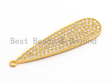 Load image into Gallery viewer, CZ Clear Fully Micro Pave Teardrop Pendant, Silver/Gold/Rose Gold/Gunmetal Tone, Cubic Zirconia Teardrop Charm Pendant, 11X43mm,sku#B70