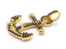 Load image into Gallery viewer, Black CZ Micro Pave Anchor Pendant/Charm,Men's Jewelry Findings,21x36mm,sku#L58