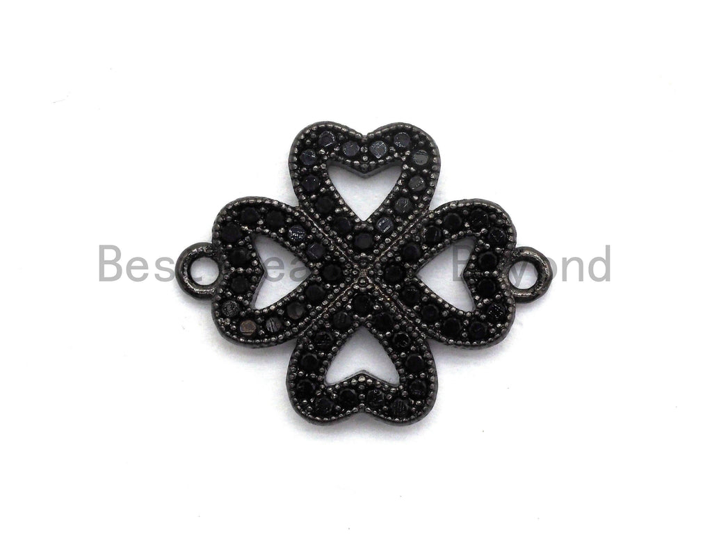 Black CZ Clover Connector charm, sku#A93