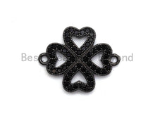 Load image into Gallery viewer, Black CZ Clover Connector charm, sku#A93