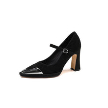 Load image into Gallery viewer, Women's Retro Square Toe Mary Jane Heels with Buckle Strap - Chunky High Heel Pumps
