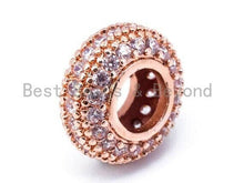 Load image into Gallery viewer, CZ Donut Shaped Micro Pave Large Big Hole Beads, Cubic Zirconia Space Beads,Slider Beads, 12x5mm, #G126