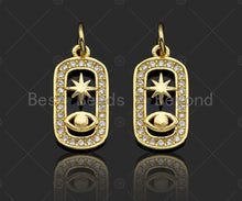 Load image into Gallery viewer, CZ Micro Pave Evil Eye North Star On Oval  Shape Pendant/Charm,Cubic Zirconia Charm, Necklace Bracelet Charm Pendant,8x15mm, Sku#LK237