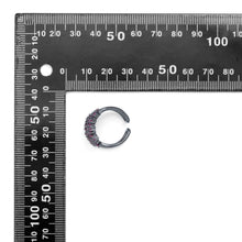Load image into Gallery viewer, Black Pink Clear CZ Multilines Flower Adjustable Ring, Sku#A284