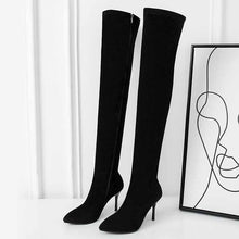 Load image into Gallery viewer, Women's Over-the-Knee Stiletto Boots – Suede High Heel Nightclub Boots