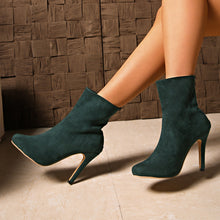 Load image into Gallery viewer, Women's Suede Pointed Toe High Heel Ankle Boots – Stiletto Dress Boots