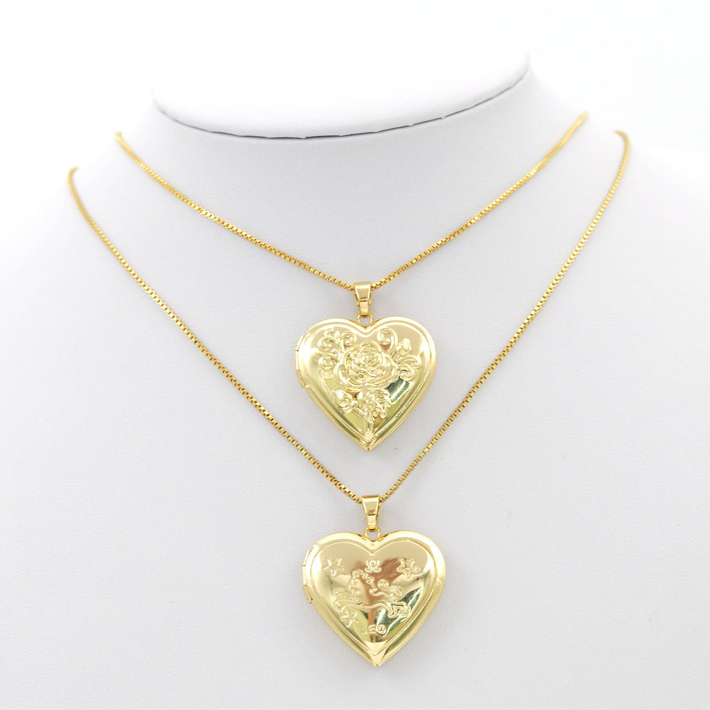 Lockets Heart with Rose Horse Pendant, Sku#FH188