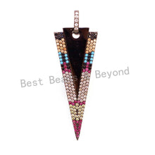 Load image into Gallery viewer, CZ Micro Pave Mixed Color Triangle Pendant with Diamond Bail, Cubic Zirconia Pendant,17x41mm, sku#F9