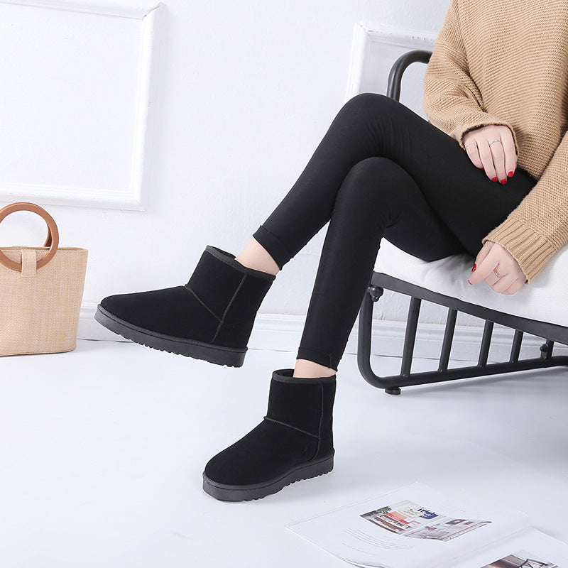 Women's Faux Fur Snow Boots | Suede Flat Heel Winter Ankle Boots