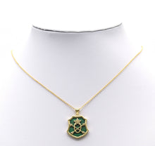 Load image into Gallery viewer, Gold CZ Star Arrows On Gemstone Shield Charm, Sku#LX108