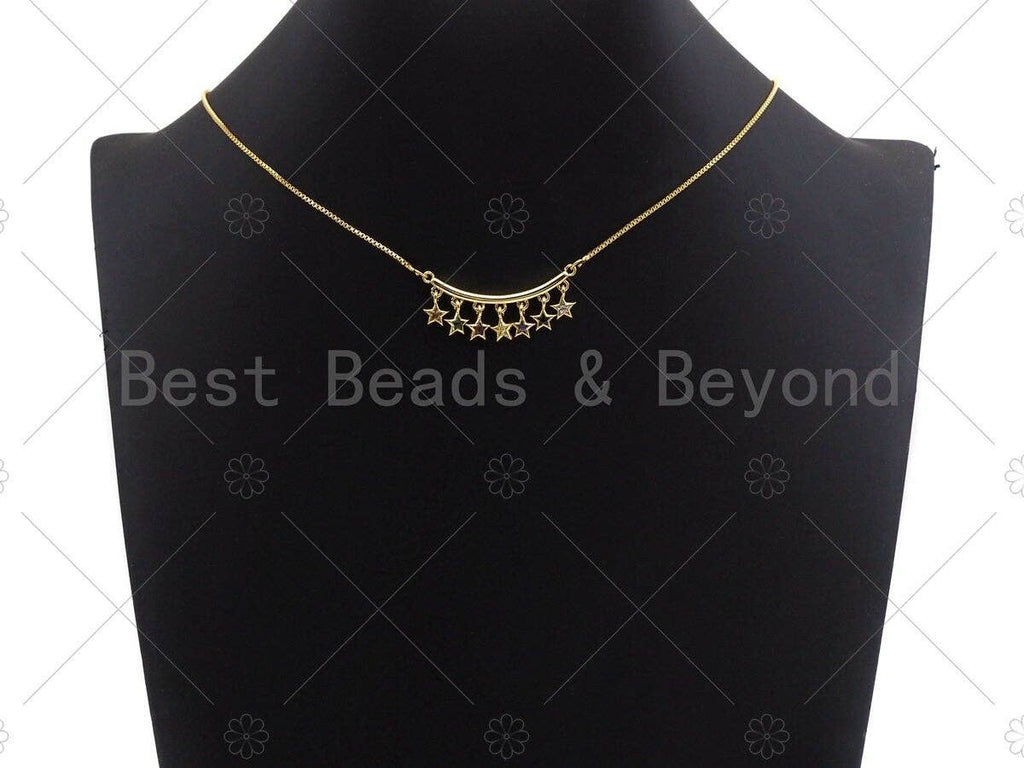 Rainbow CZ Star Bagette CZ Dangle Connector, Princess Cut Dangle,  Star Rectangle Shape Necklace Pendant, 13x36mm, sku#JL01