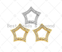 Load image into Gallery viewer, Spring Snap Double Sided CZ Micro Pave Star Push Clasp, Star Link Clasp, Connector Clasp, Star Lock, 15mm, sku#H324
