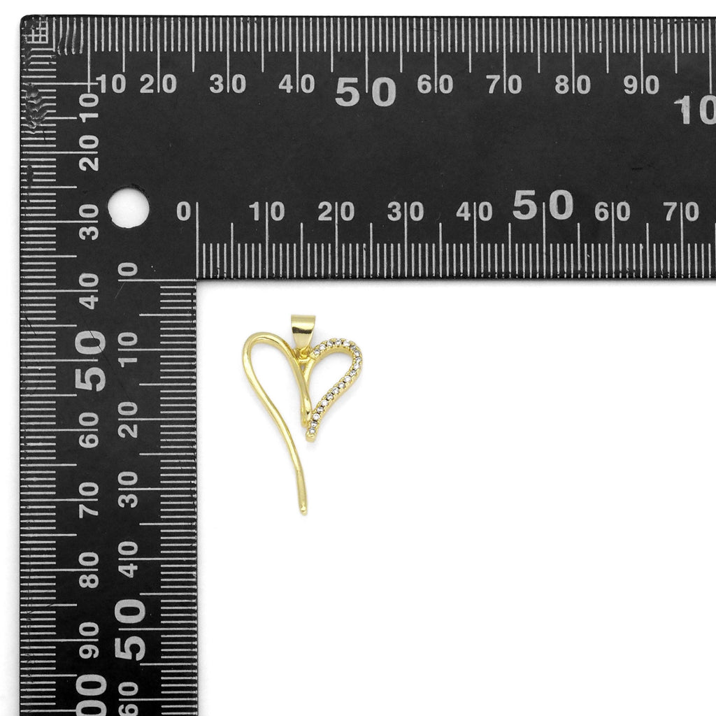 Gold CZ Heart Sahpe Charm, Sku#LK886