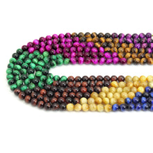 Load image into Gallery viewer, Mixed Color Tiger Eye Round Smooth Beads, Sku#UA320
