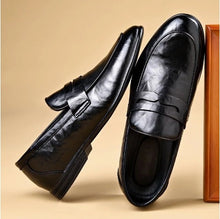 Load image into Gallery viewer, Men's Business Formal Leather Dress Shoes | Slip-On Oxford | Black &amp; Brown