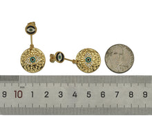 Load image into Gallery viewer, Enamel Evil Eye Round Coin Shape Dangle Earrings, SKU#Y603