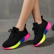 Load image into Gallery viewer, Women's Lace-Up Mesh Sneakers | Rainbow Sole Breathable Running Shoes