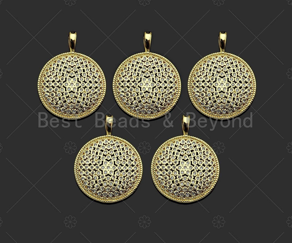 Gold Filled CZ Micro Pave Round Honeycomb Shape Pendant,18K Gold Filled Hive Charm, Necklace Bracelet Charm Pendant,20x27mm,Sku#LK356