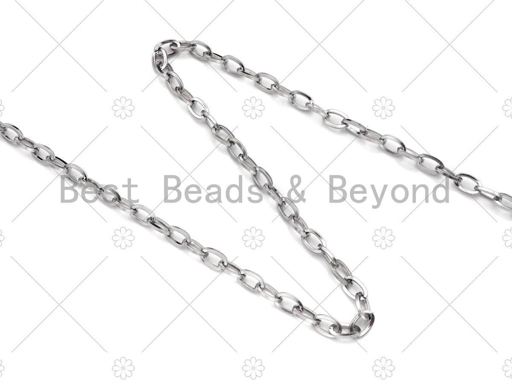 5x8mm Stainless Steel Rectangular Chain by Yard, Silver Unfinished Jewelry Chains, Wholesale Chain, Non-tarnishing Chain, sku#A105