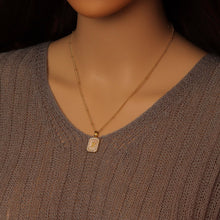 Load image into Gallery viewer, Gold Rectangle Initial Charm, Alphabet Name Letter Charm Adjustable Necklace,sku#LX718
