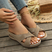 Load image into Gallery viewer, Cross-Strap Wedge Sandals