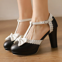 Load image into Gallery viewer, Women's Bow-Embellished High-Heel Sandals - Elegant Closed-Toe Hollow-Out Design