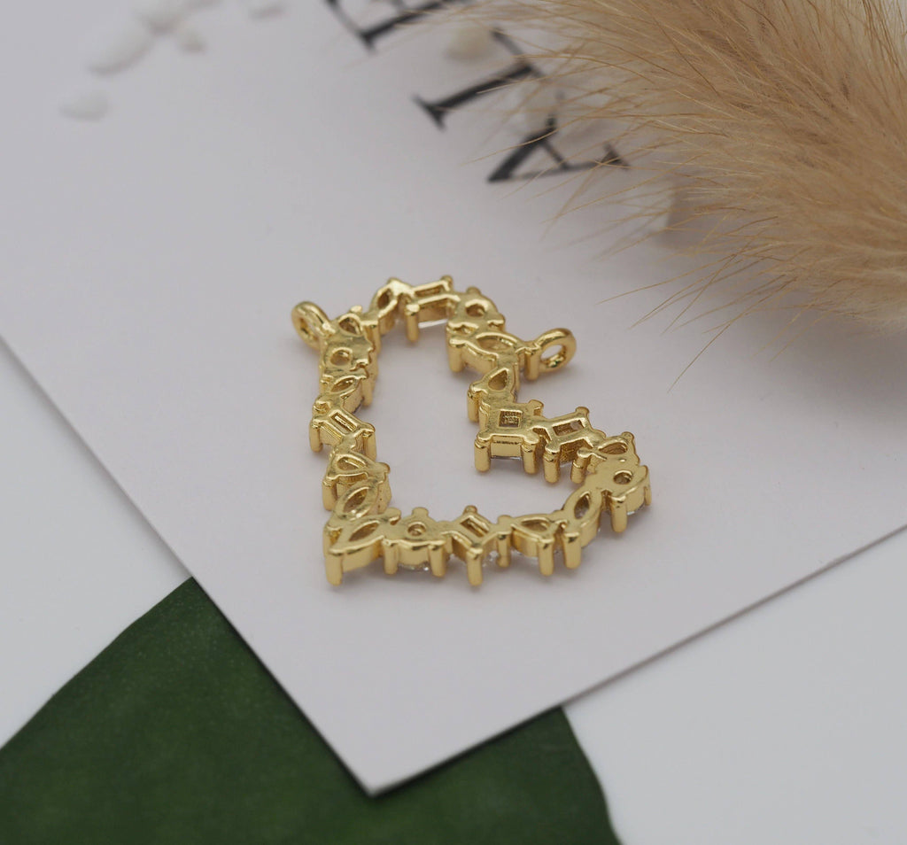 CZ Heart Charm, Sku#LK610