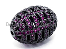 Load image into Gallery viewer, CZ Micro Pave Oval Cage Spacer Beads, Green Purple Blue Black Cubic Zirconia Space Beads, Bracelet Spacer Beads,  16x12mm, sku#G55