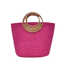 Load image into Gallery viewer, Straw Weave Round Handle Tote Bag - Large Capacity Women's Summer Beach Bag