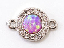 Load image into Gallery viewer, CZ Micro Pave Round connector/Link Finding, Pink Opal, CZ micro paved ,Cubic Zirconia CZ Connector, 9x13mm, sku#A69