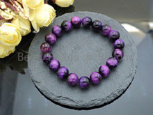 Load image into Gallery viewer, Natural Purple Tiger Eye Stretchy Bracelet