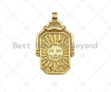 Load image into Gallery viewer, 18K Gold Sun Face Cresent Moon Medallion Pendant/Charm,Two Sided Rotating Charm, 22x36mm,Sku#LK249