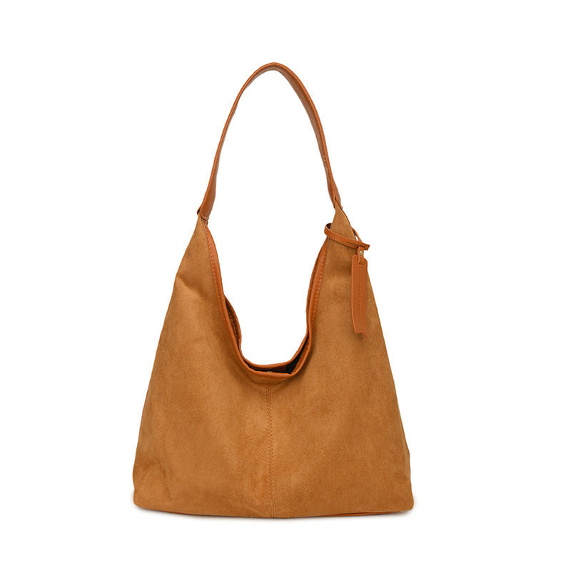 Women's Large-Capacity Tote Bag – Minimalist PU Leather Bucket Bag with Patchwork Detail