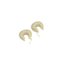 Load image into Gallery viewer, Gold Silver CZ Bag Shape Earrings, Sku#A269