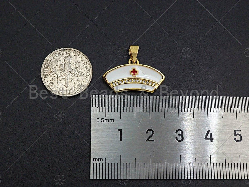 CZ Micro Pave Enamel Nurse Charm, Registered Nurse Charms, sku#LK04