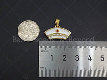 Load image into Gallery viewer, CZ Micro Pave Enamel Nurse Charm, Registered Nurse Charms, sku#LK04