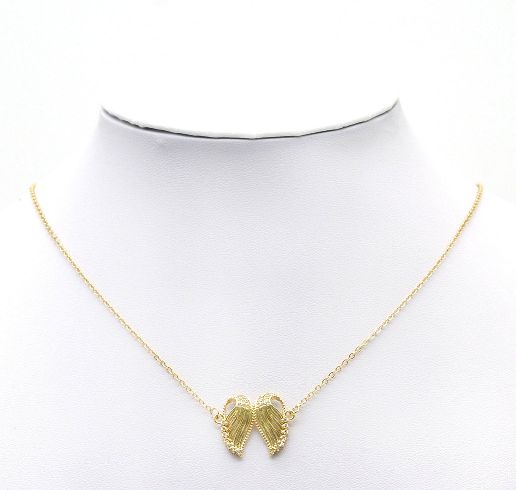 CZ Hollow Out Double Angel Wing Charm, Sku#LK751